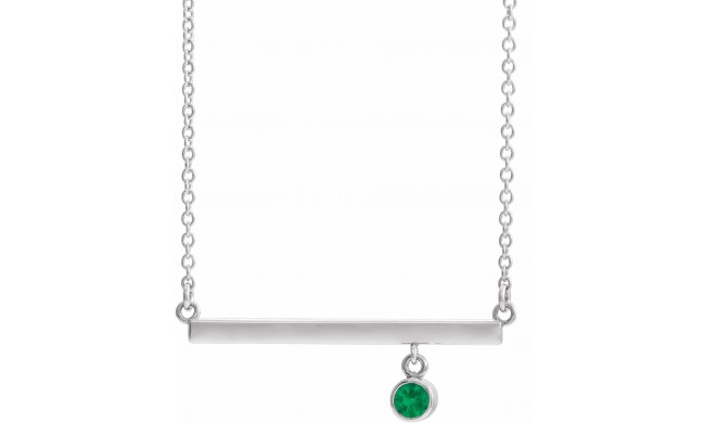 14K White Emerald Bezel-Set 16 Bar Necklace