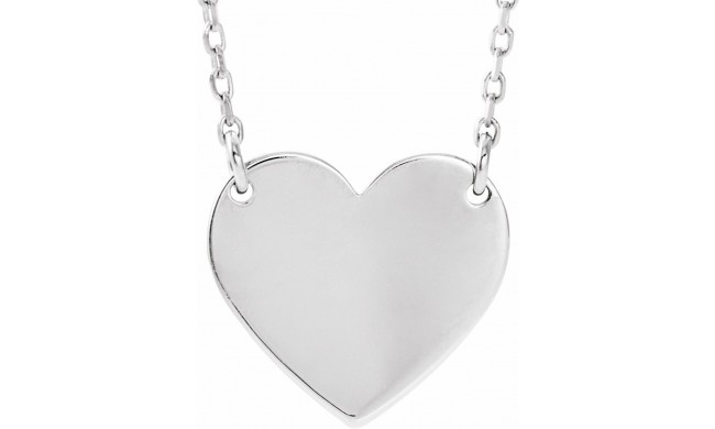14K White Engravable 12x11 mm  Heart 16-18 Necklace
