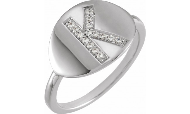 14K White Initial K 1/10 CTW Diamond Ring