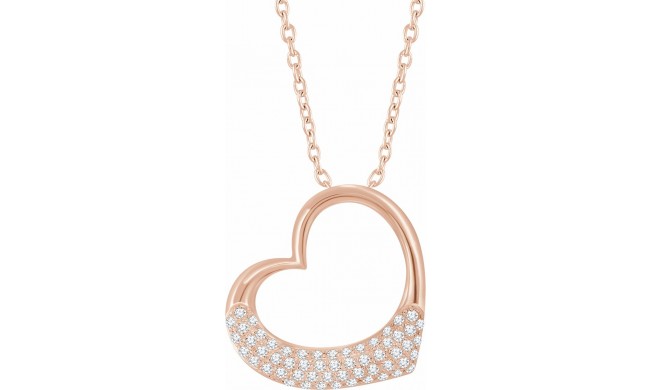14K Rose 1/5 CTW Diamond Heart 16-18 Necklace