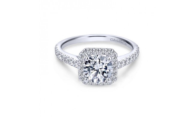 Gabriel & Co. 14k White Gold Contemporary Halo Engagement Ring