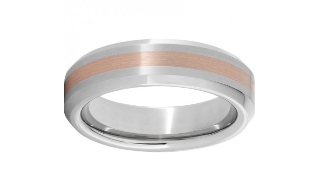 Serinium Beveled Edge Band with a 2mm 14K Rose Gold Inlay