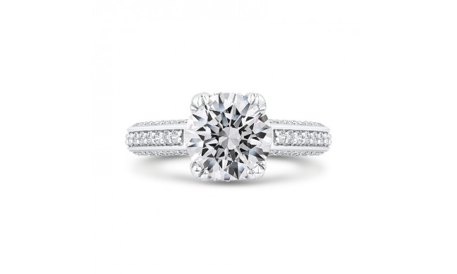 Shah Luxury 14K White Gold Round Cut Diamond 1/2 Run Engagement Ring (With Center)