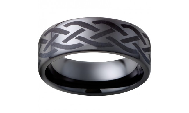 Black Diamond Ceramic Pipe Cut Band with Braid Laser Engraving