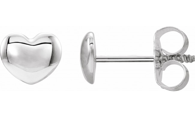 14K White 5.9x5.4 mm Youth Puffed Heart Earrings