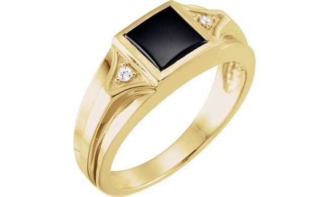 14K Yellow Onyx & .04 CTW Diamond Bezel-Set Ring