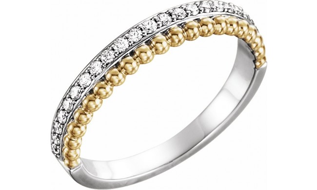 14K White/Yellow 1/5 CTW Diamond Beaded Ring