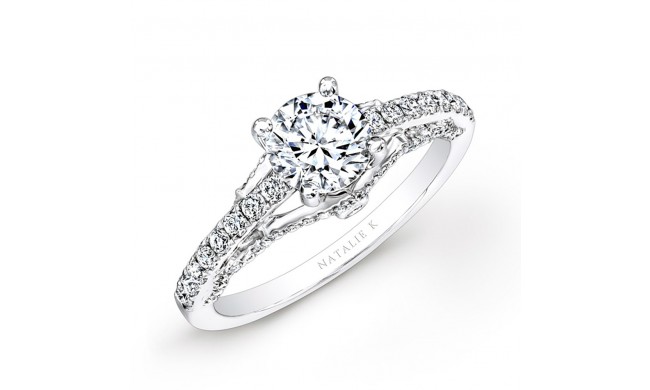 18k White Gold Prong Bezel Set White Diamond Engagement Ring