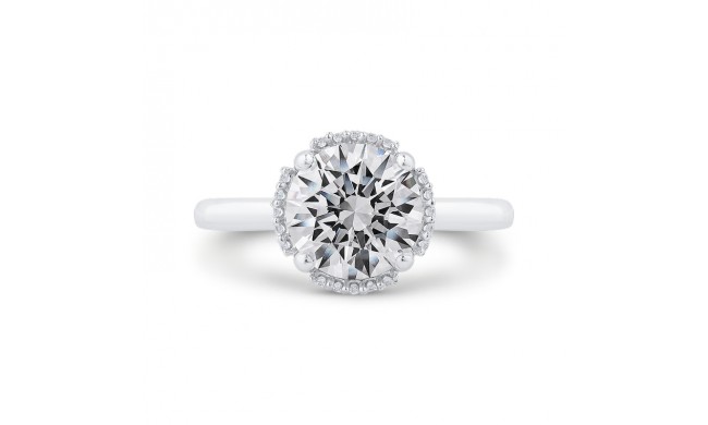 Shah Luxury 14K White Gold Round Cut Diamond Engagement Ring (With Center)