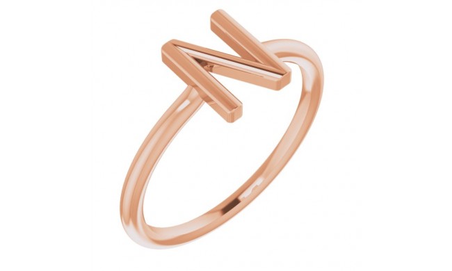 14K Rose Initial N Ring