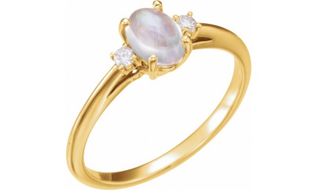 14K Yellow Rainbow Moonstone & .06 CTW Diamond Ring