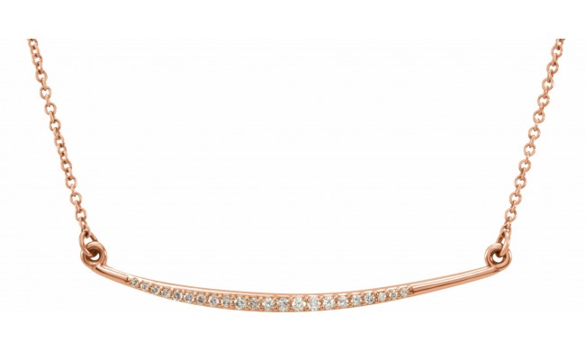 14K Rose 1/8 CTW Diamond Curved Bar 16 Necklace