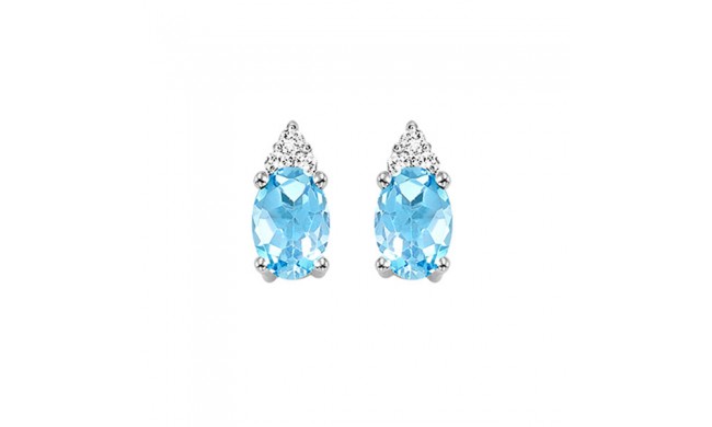 Gems One 10Kt White Gold Diamond (1/20Ctw) & Blue Topaz (5/8 Ctw) Earring