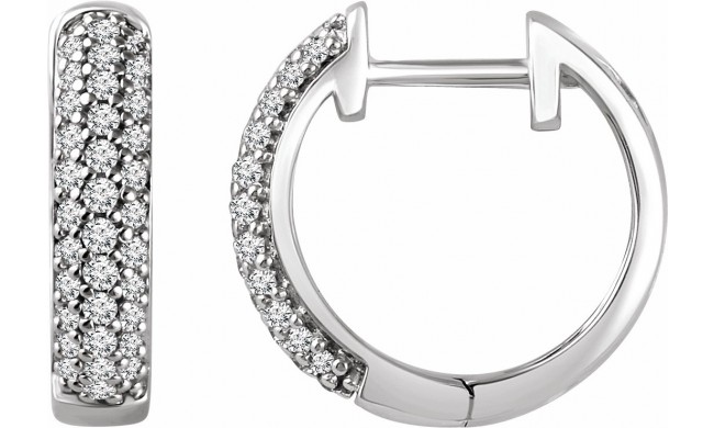 14K White 1/3 CTW Diamond Hoop Earrings