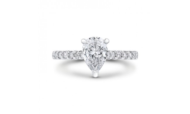 Shah Luxury 14K White Gold Pear Diamond Engagement Ring (Semi-Mount)