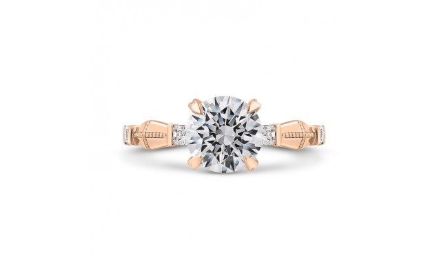 Shah Luxury 14K Rose Gold Round Cut Diamond Engagement Ring (Semi-Mount)