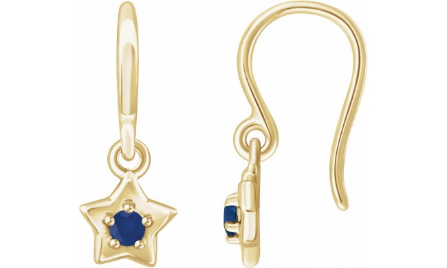 14K Yellow 3 mm Round September Youth Star Birthstone Earrings