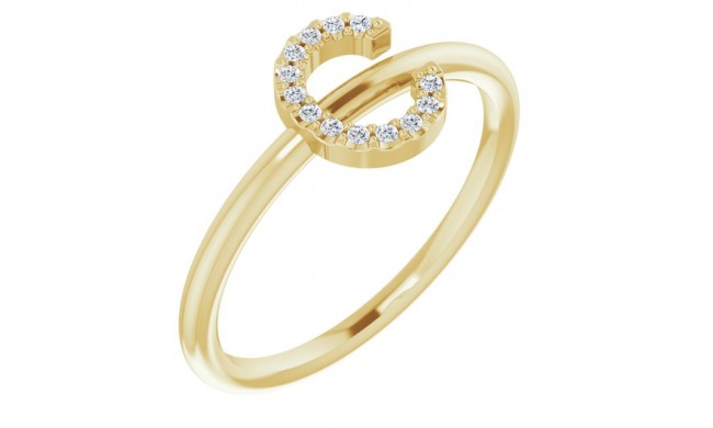 14K Yellow .05 CTW Diamond Initial C Ring