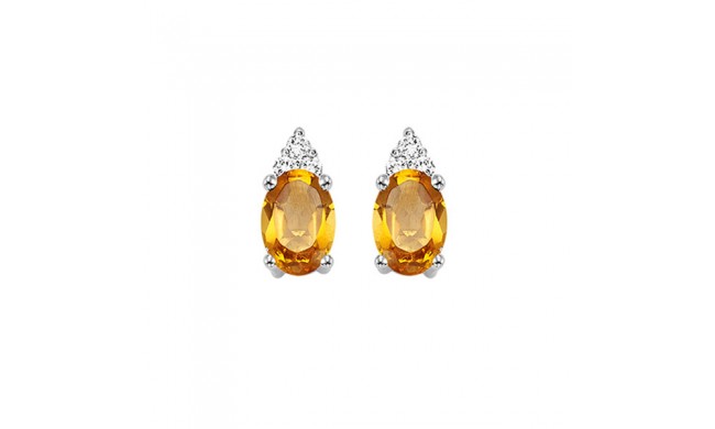 Gems One 10Kt White Gold Diamond (1/20Ctw) & Citrine (5/8 Ctw) Earring