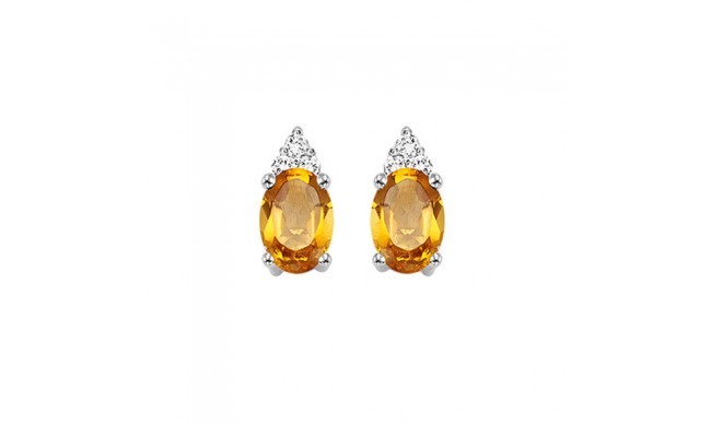 Gems One 10Kt White Gold Diamond (1/20Ctw) & Citrine (5/8 Ctw) Earring