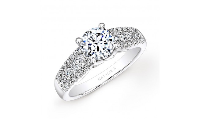 18k White Gold Prong and Channel White Diamond Engagement Ring