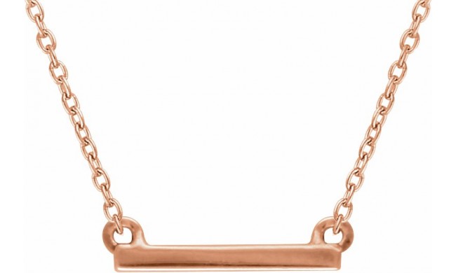 14K Rose 18x1.5 mm Petite Bar 16-18 Necklace