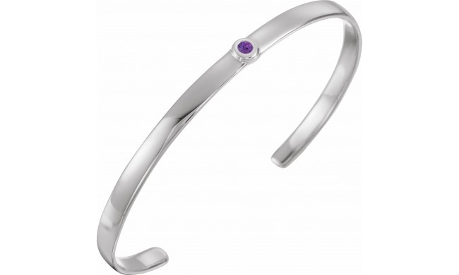 14K White Amethyst Cuff 6 Bracelet