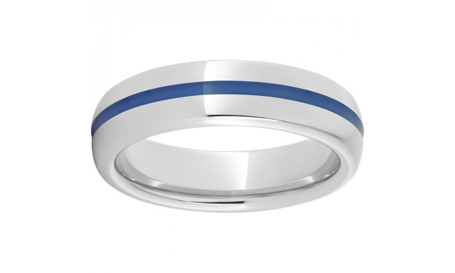 Serinium Domed Band with a 1mm Thin Blue Line Inlay