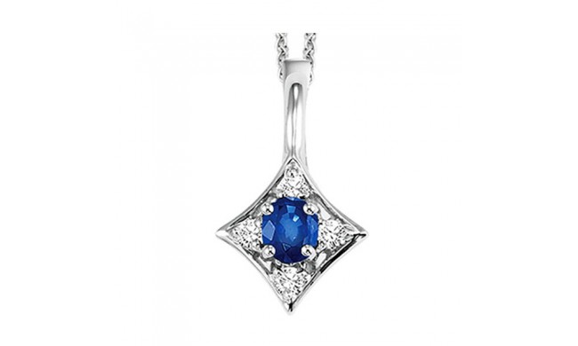 Gems One 14Kt White Gold Diamond (1/20Ctw) & Sapphire (1/6 Ctw) Pendant