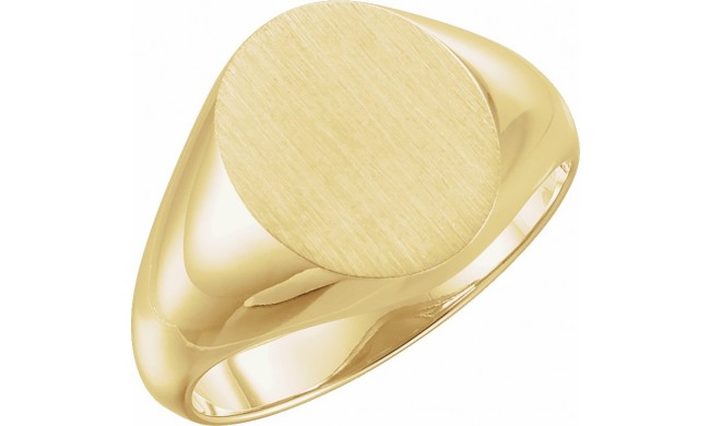 14K Yellow 14x12 mm Oval Signet Ring