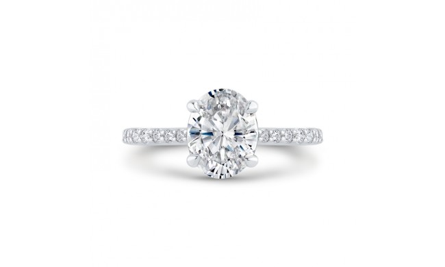 Shah Luxury 14K White Gold Oval Cut Diamond Solitaire Plus Engagement Ring (Semi-Mount)