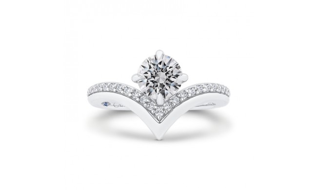 Shah Luxury 14K White Gold Round Cut Diamond Engagement Ring (Semi-Mount)