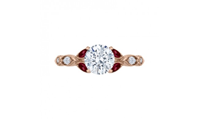 Shah Luxury 14K Rose Gold Round Diamond and Ruby Engagement Ring (Semi-Mount)