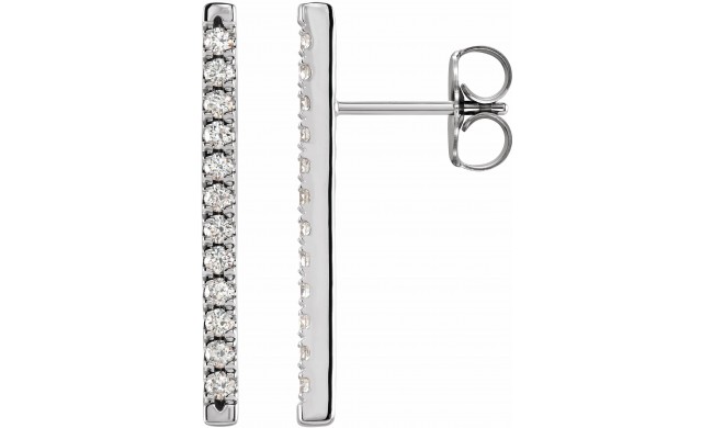 14K White 1/3 CTW Diamond French-Set Bar Earrings