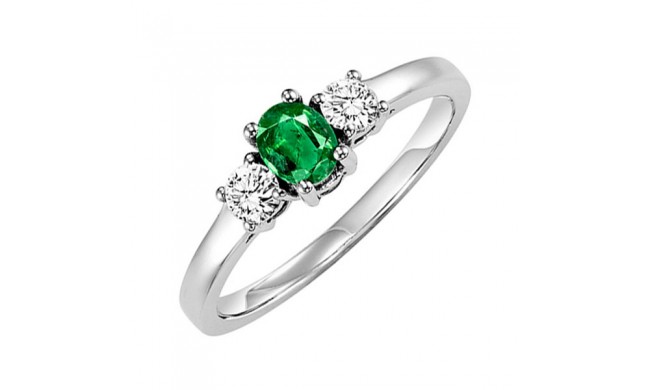 Gems One 14Kt White Gold Diamond (1/4Ctw) & Emerald (3/8 Ctw) Ring
