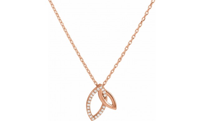 14K Rose .05 CTW Diamond Double Leaf 18 Necklace