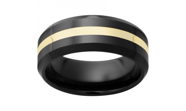 Black Diamond Ceramic Beveled Edge Band with a 2mm 18K Yellow Gold Inlay