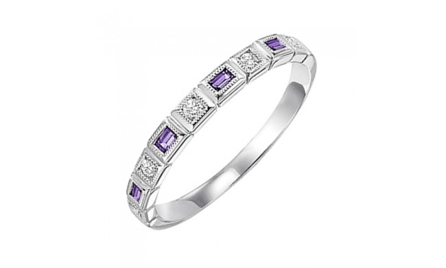 Gems One 10Kt White Gold Diamond (1/10Ctw) & Amethyst (1/8 Ctw) Ring