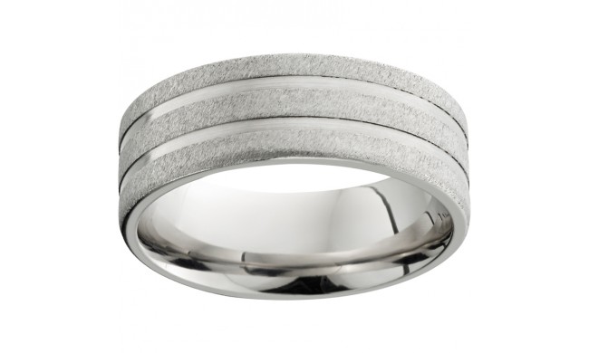 Serinium Pipe Cut Band with Two 1mm Grooves and Stone Finish