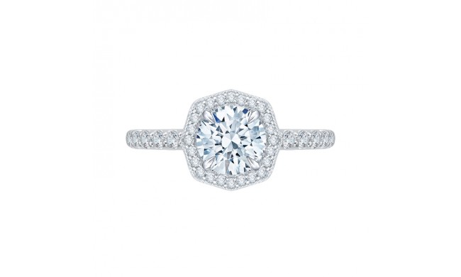 Shah Luxury 14K White Gold Round Cut Diamond Octagon Shape Halo Engagement Ring (Semi-Mount)