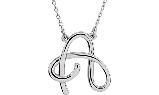 14K White Script Initial A 16 Necklace