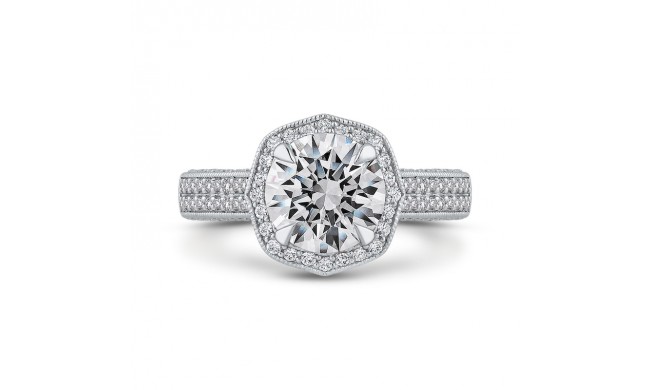 Shah Luxury 14K White Gold Round Diamond Halo Engagement Ring (Semi-Mount)