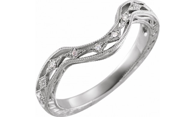 14K White .04 CTW Diamond Matching Band for 7x5 Oval Ring