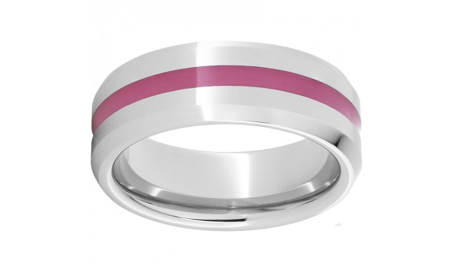 Serinium Beveled Edge Band with Pink Enamel Inlay