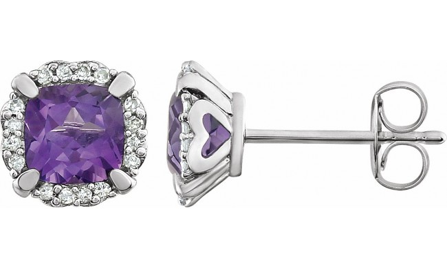 14K White Amethyst & 1/10 CTW Diamond Earrings