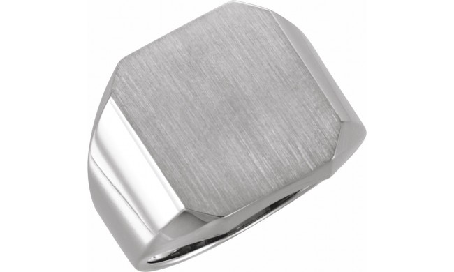 14K White 18x16 mm Octagon Signet Ring