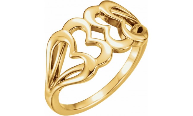 14K Yellow Heart Ring