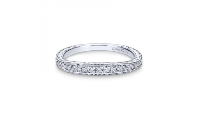 Gabriel & Co. 14k White Gold Victorian Diamond Wedding Band