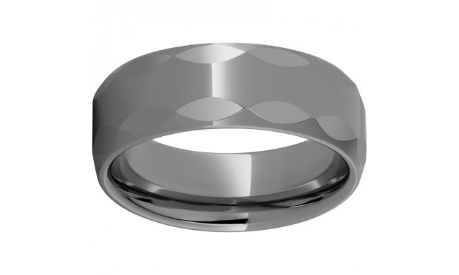 Rugged Tungsten  8mm Domed Band with Oval Facets and Polished Finish