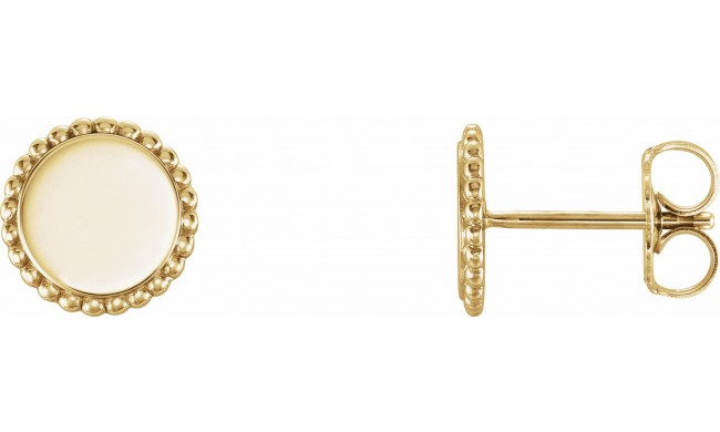 14K Yellow Engravable Beaded Earrings